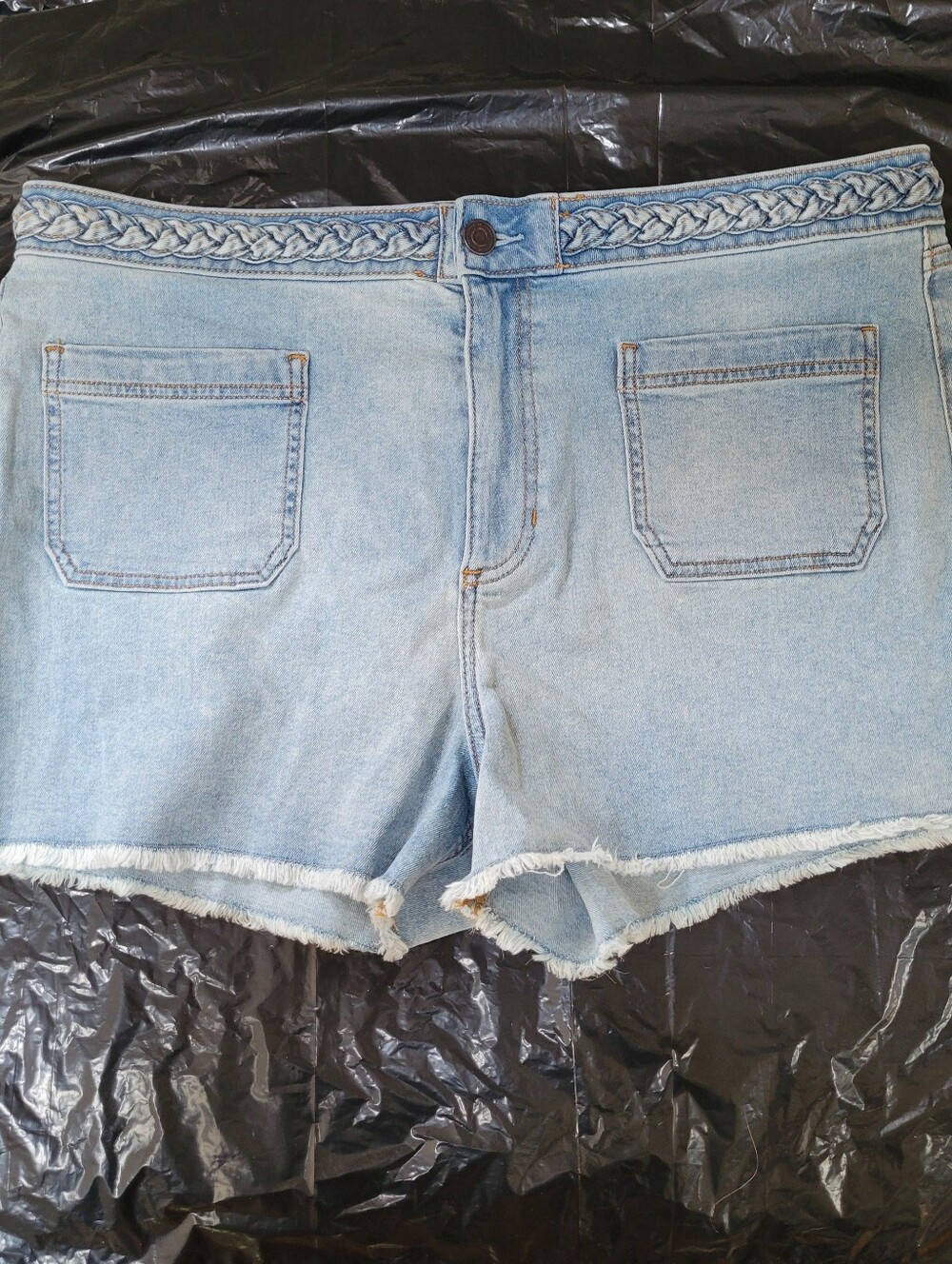 LC Lauren Conrad Light Blue Denim Braided Waistband Shorts